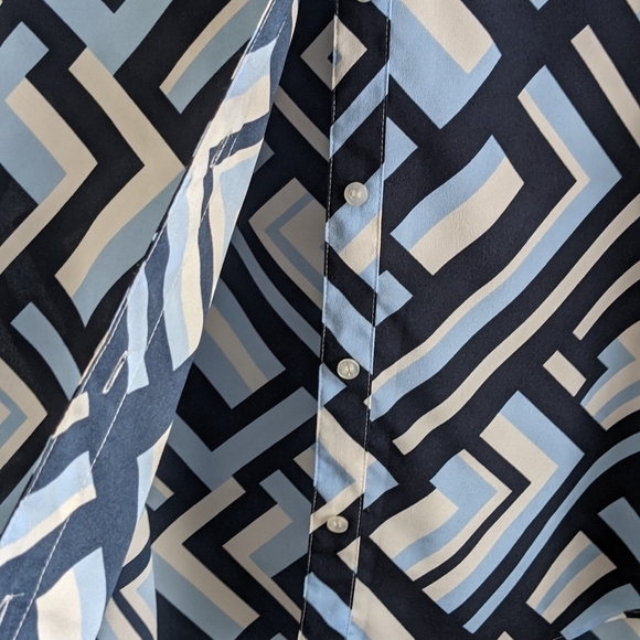 Nwot Calvin Klein Camp Button Down Shirt in Mod Print Geometric Pattern M - Picture 14 of 16